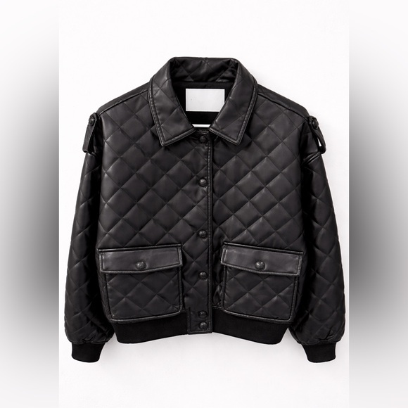 Rebecca Minkoff Diamond Quilted Faux Leather Bomber Jacket - Picture 5 of 5